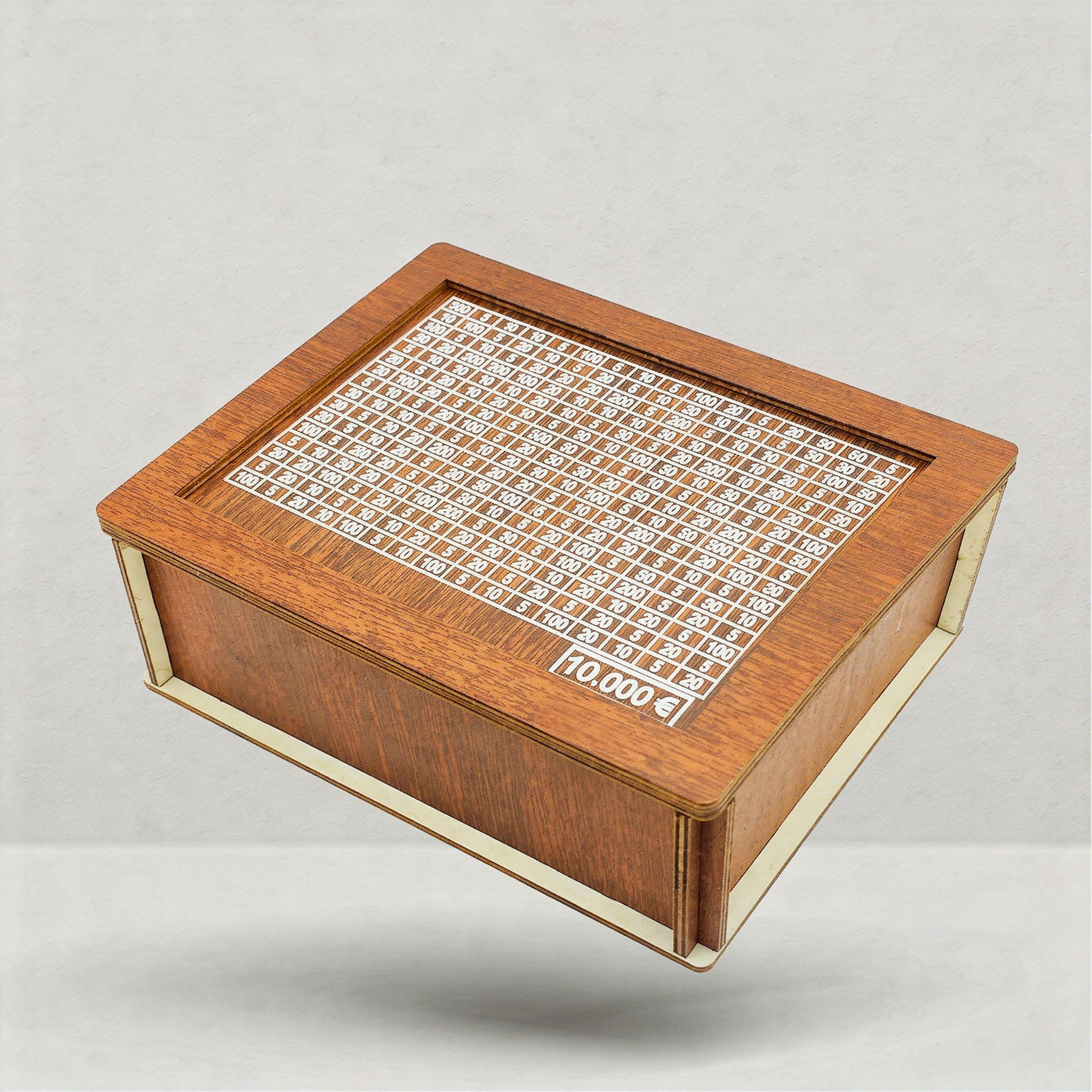 10.000€ Spaarpot van Hout - Slim Sparen met Afvinkrooster